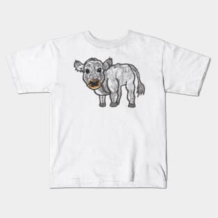 Grey fluffy cow Kids T-Shirt